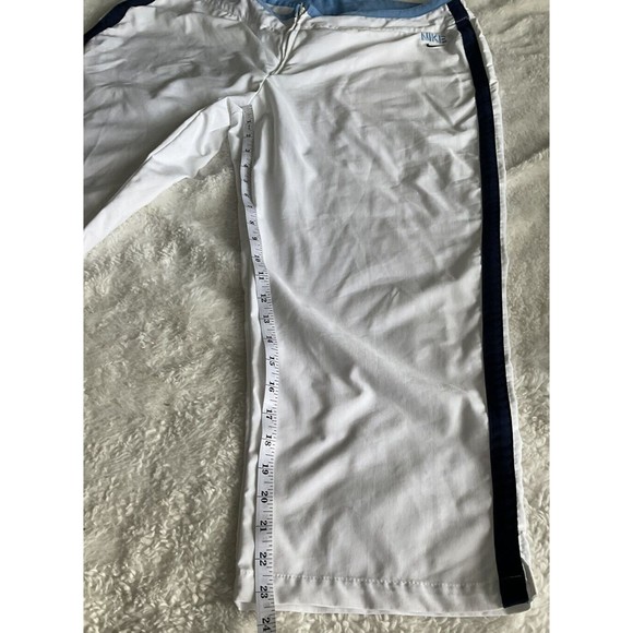 NIKE Women Active Capri Active wear Pants White W/ Blue Stripe On Side Size L - Picture 7 of 7